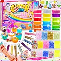 Los mejores  - DIY Slime Kit para Niñas Niños- Fabrica de Slime con 18 Colores Crystal Slime- Resplandor en el Polvo Oscuro- Polvo de…